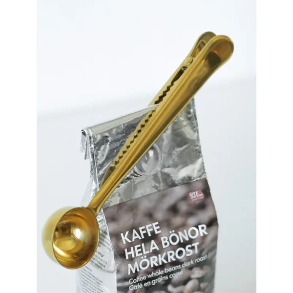 2 In 1 Coffee Scoop Stainless Steel Coffee Powder Measuring Scoop With Sealing Clip Tea Milk 3