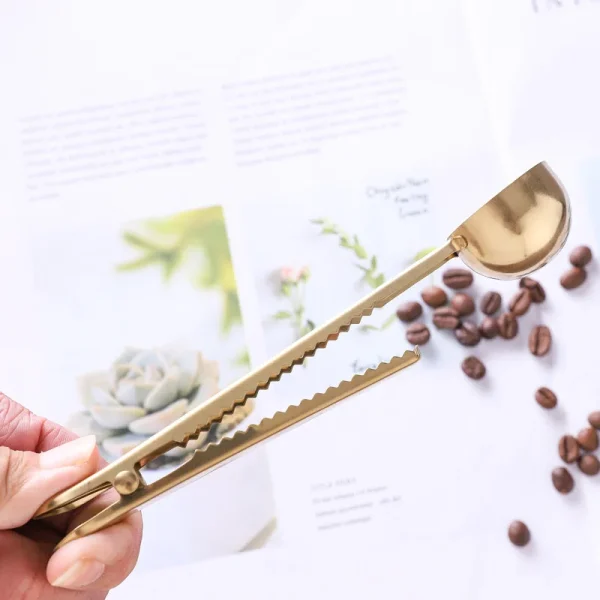 2 In 1 Coffee Scoop Stainless Steel Coffee Powder Measuring Scoop With Sealing Clip Tea Milk 2