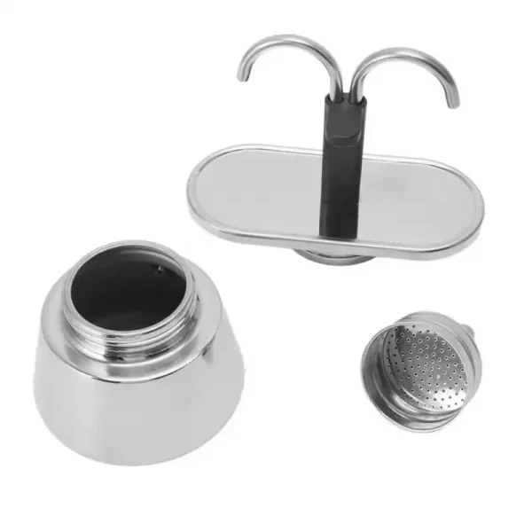 2 Cup 100ml Moka Pot Double Head Stainless Steel Mocha Coffee Pot Italian Diy Conduit Coffee 2