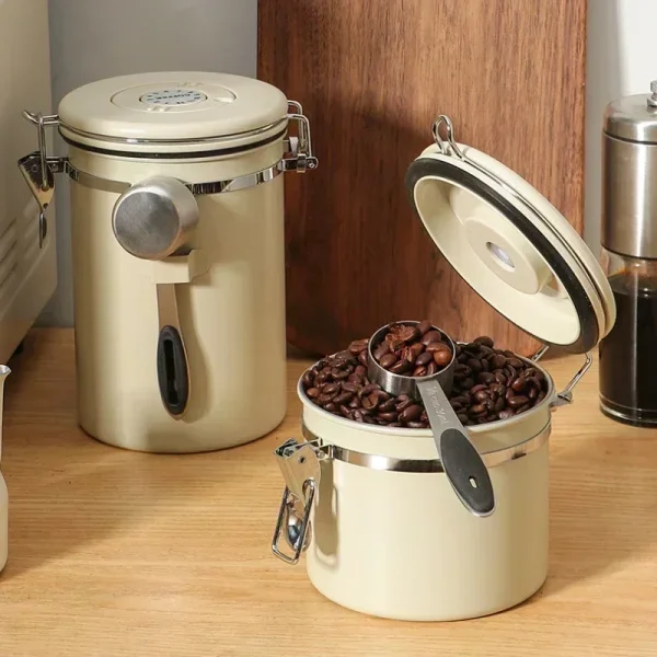 Coffee Bean Airtight Kitchen Food Storage Organizer Container Box Food Grade Packaging Storage Fresh Breathing Iron 1