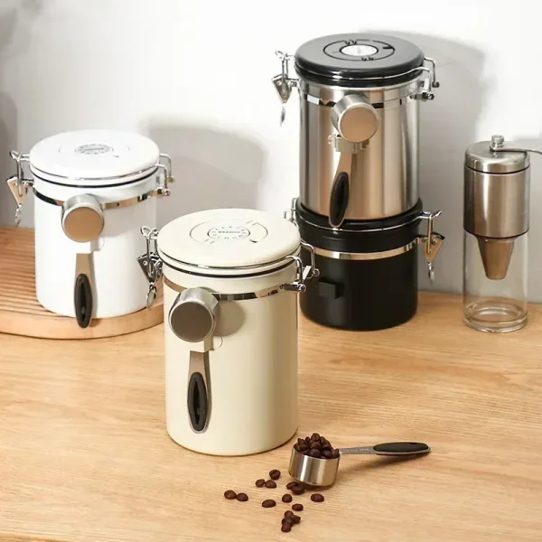 Coffee Bean Airtight Kitchen Food Storage Organizer Container Box Food Grade Packaging Storage Fresh Breathing Iron